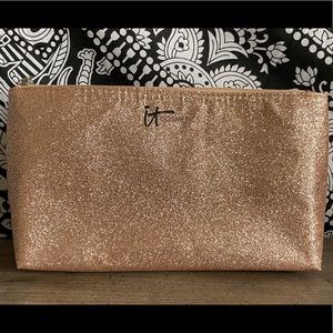 NEW It Cosmetics Rose Gold Glitter Makeup Bag